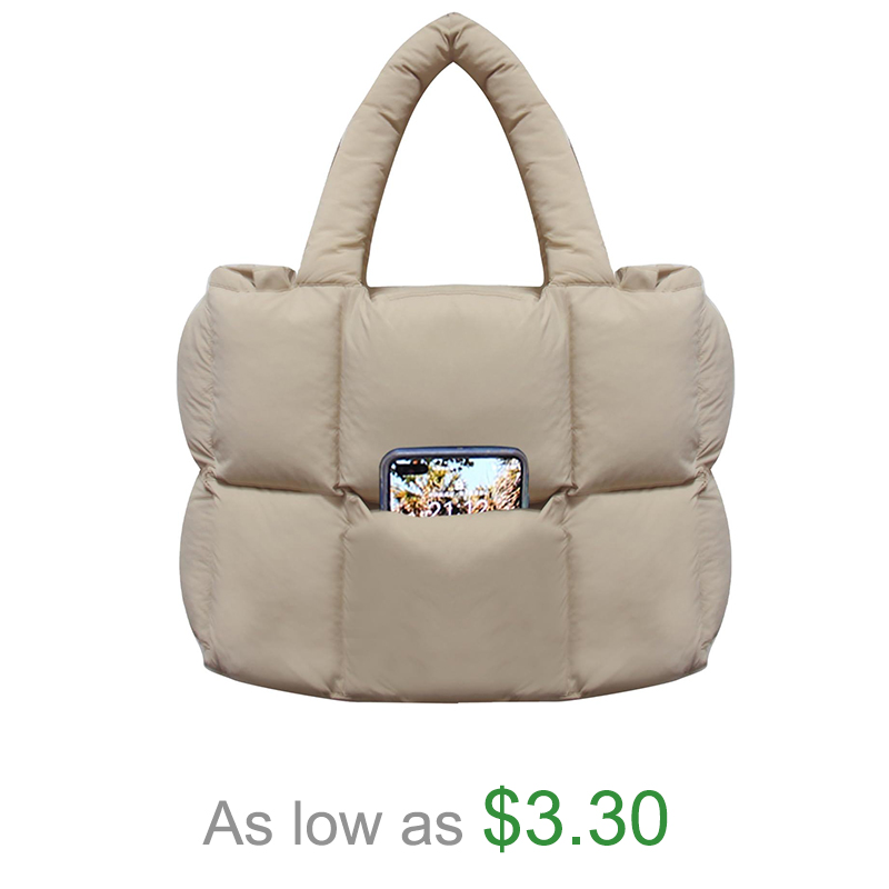 Women Large Puffer Purse Puffy Tote Bags Dupes Light Weight Handmade Nylon Bag Woven Shoulder Handbag