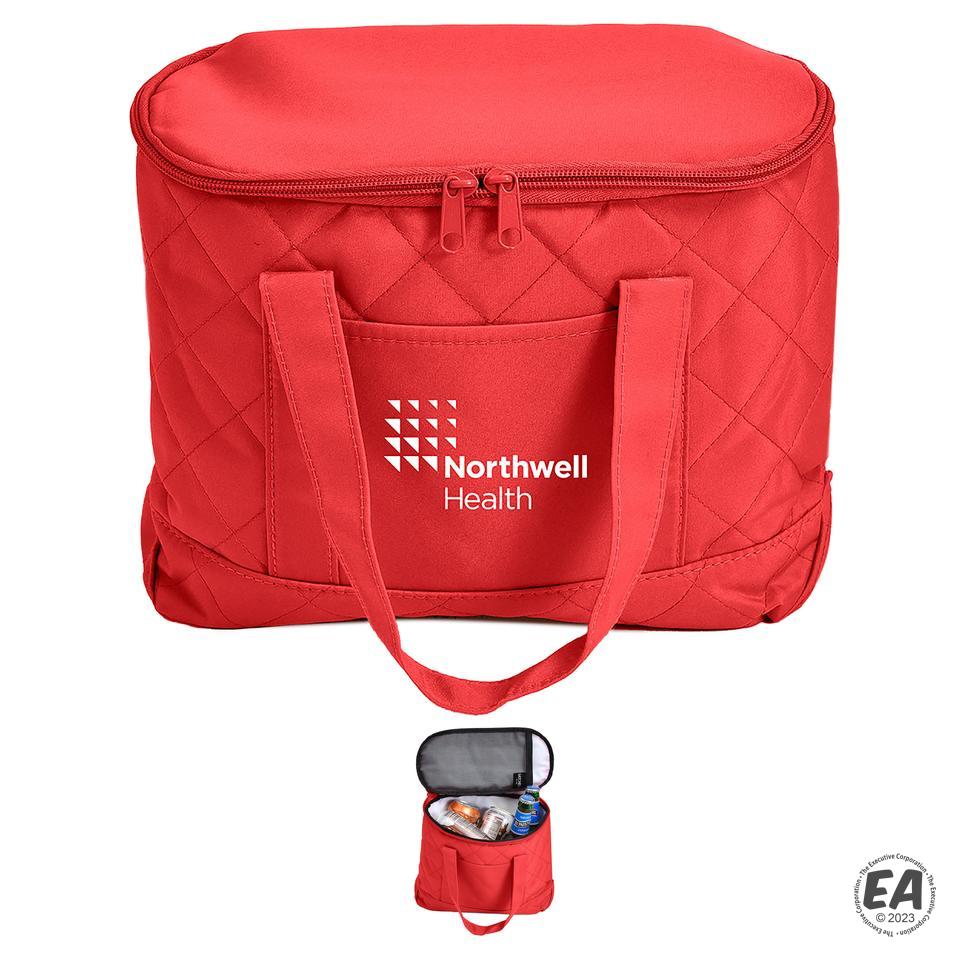 Quilted 6-Pack Cooler Tote Bag OEM Customized Logo Insulated Lunch Cooler Bag for Men Women