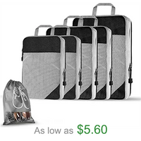 6pc/set Men Women Travel Luggage Organizer Bag Cloths Packing Cubes Clothes Packing Bag With Drawstring Shoe Bag