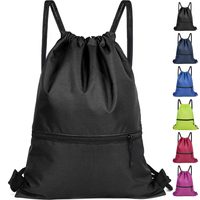 Custom Logo Printed Large Polyester Bag Draw String Bag Nylon Sports Drawstring Backpack for School
