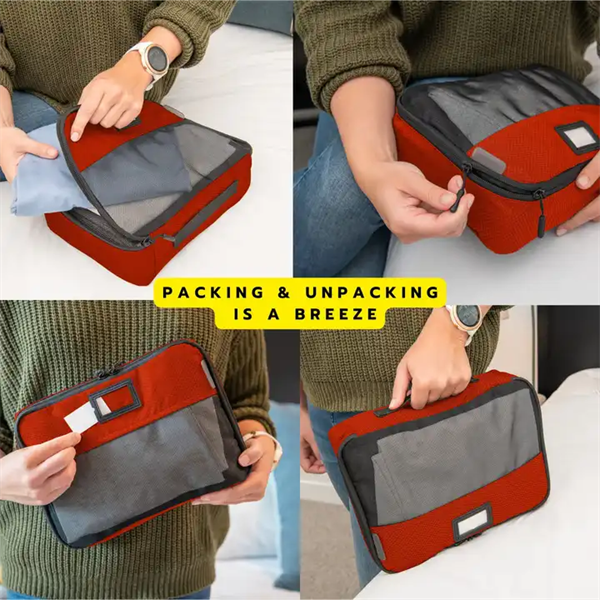 Recycled PET Material 6 Sets Packing Cubes Durable Compression Luggage Travel Organizer