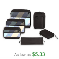Water-resistant Portable Foldable Travel Organizer Bag Packing Cubes 6pcs Set