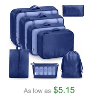 8 pcs pack travel luggage organizer kits clothes shoes storage mesh bag set compression packing cubes