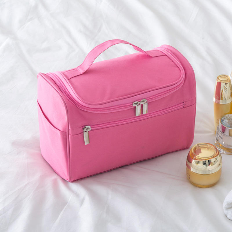 Pink durable portable designer high quality polyester make up bags travel large makeup toiletry cosmetic bag for men