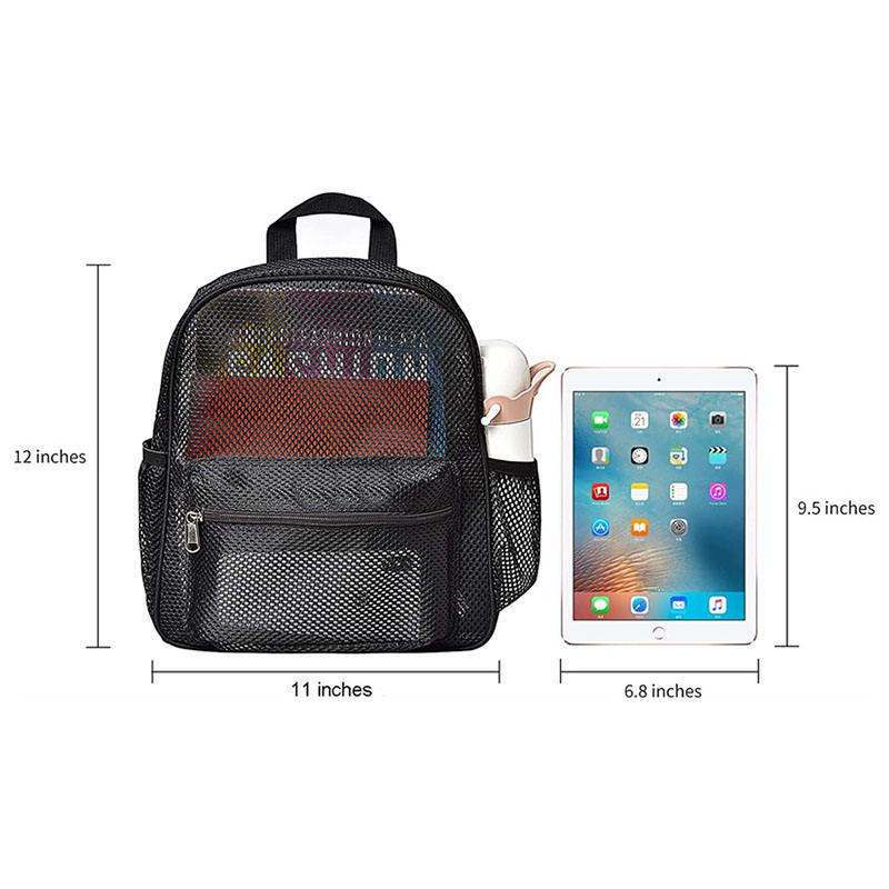 See Through College Student Backpack for Swimming Outdoor Sports Mini Backpack Mesh Heavy Duty Outdoor Swimming Mesh Backpack