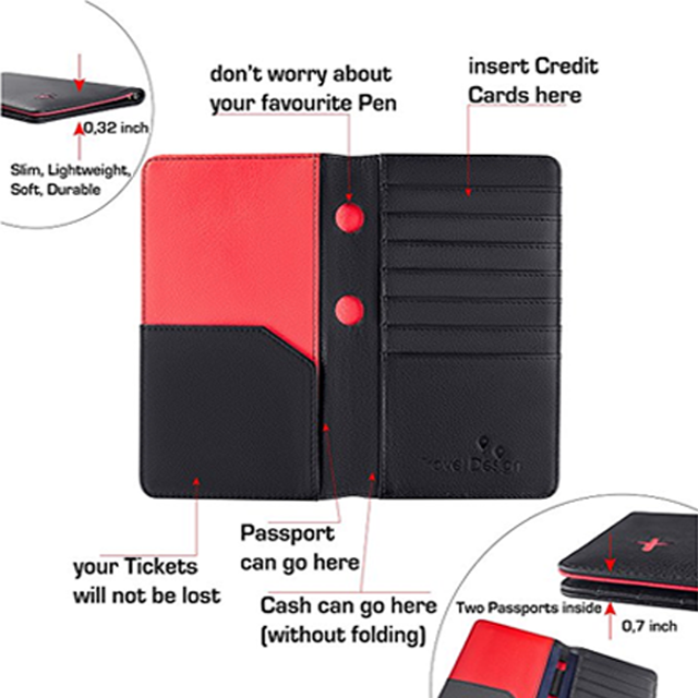 PU Leather Men Women Card Wallet Passport Pouch RFID Blocking Passport Holder Travel Business Card Holder