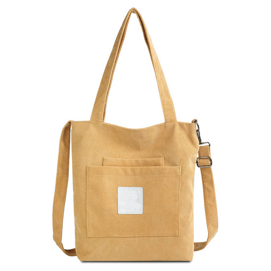 Lightweight Eco-friendly Soft Corduroy Women's Tote Bag Durable Casual Handbags for Girls Travel Shopping Work School