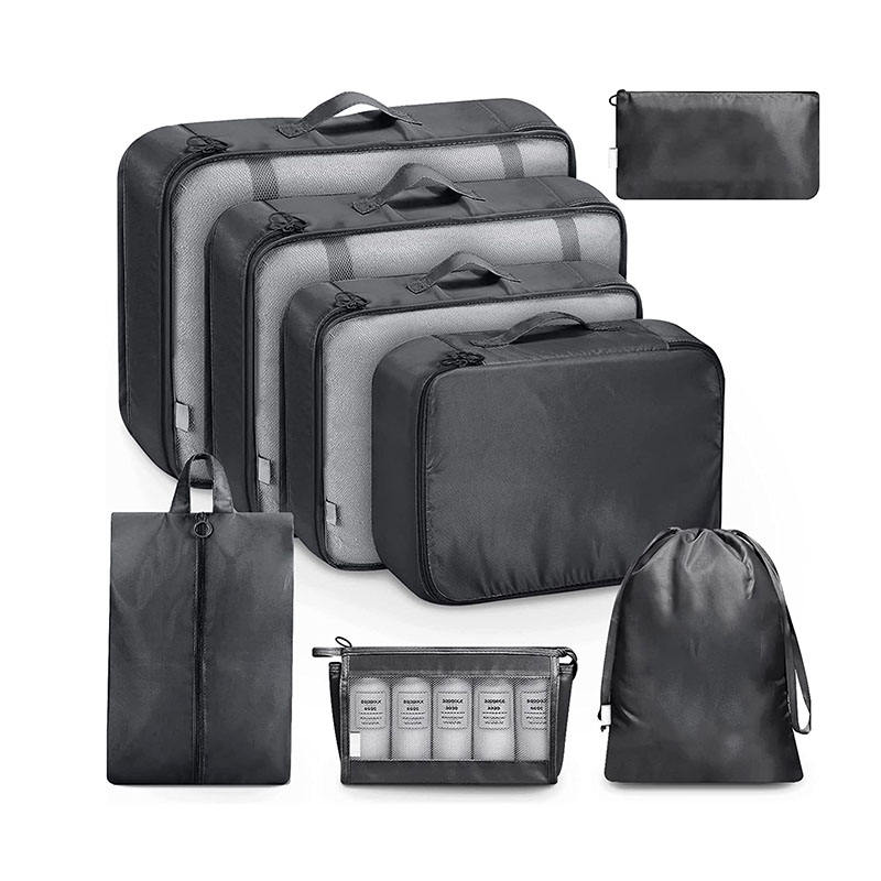 Custom logo compression 8 pcs pack mesh clothes organizer travel luggage organizer set packing cubes