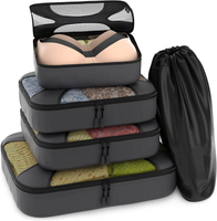 5 Set Packing Cubes Travel Organizers with Laundry Bag Dark Grey 