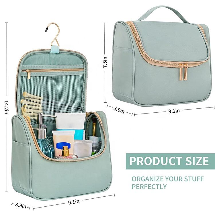 2022 Fashionable High Quality Cosmetic Bag Organizer Green Women Multi-functional Makeup Toiletry Storage Bag