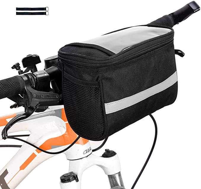 2.5L Bicycle Handlebar Bag Bike Basket Bag with Mesh Pocket Bicycle Bag Handlebar Bike Pouch