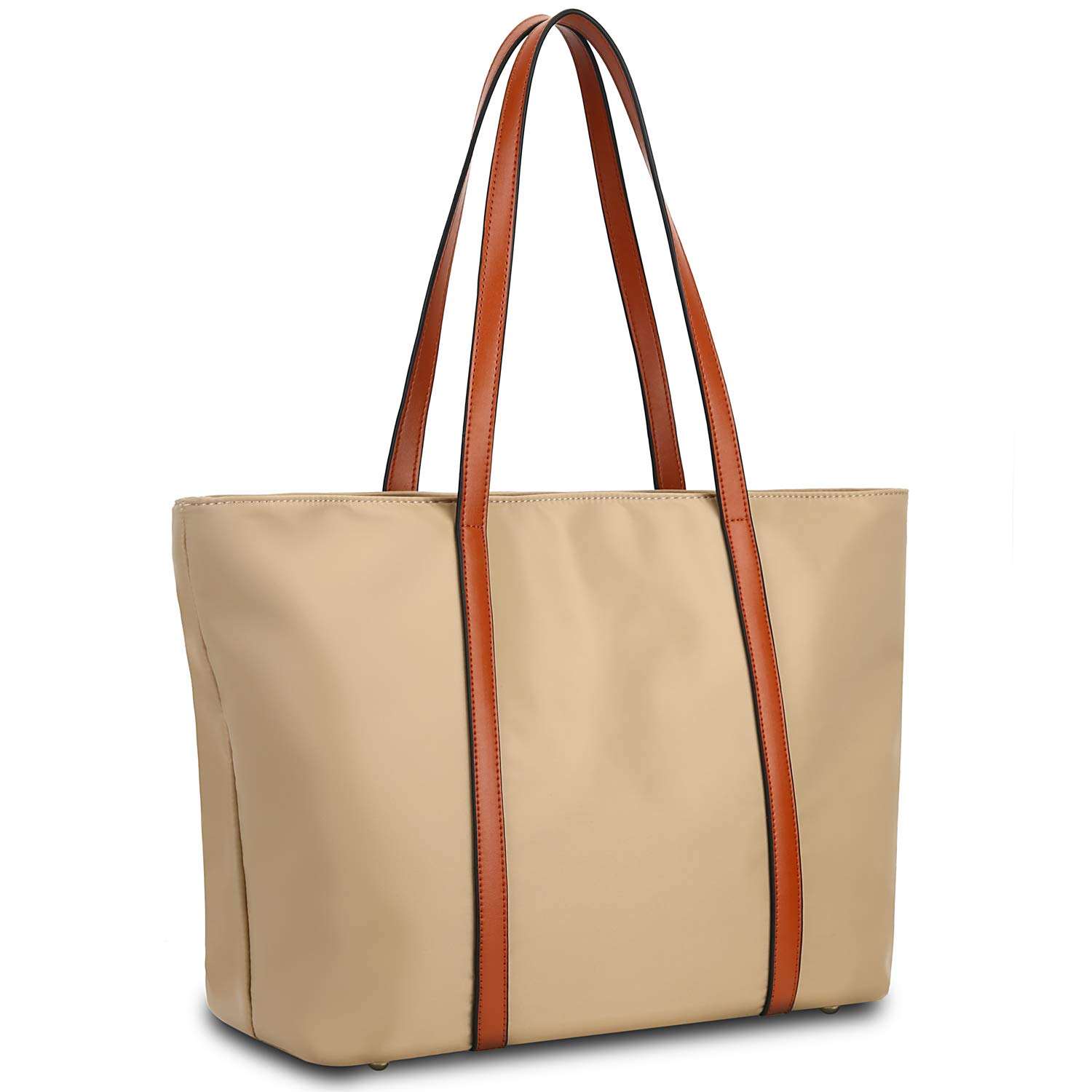 Women Leather Nylon Shoulder Bag Women's Oxford Large Capacity Work fit 15.6 inch Women's Tote Bag