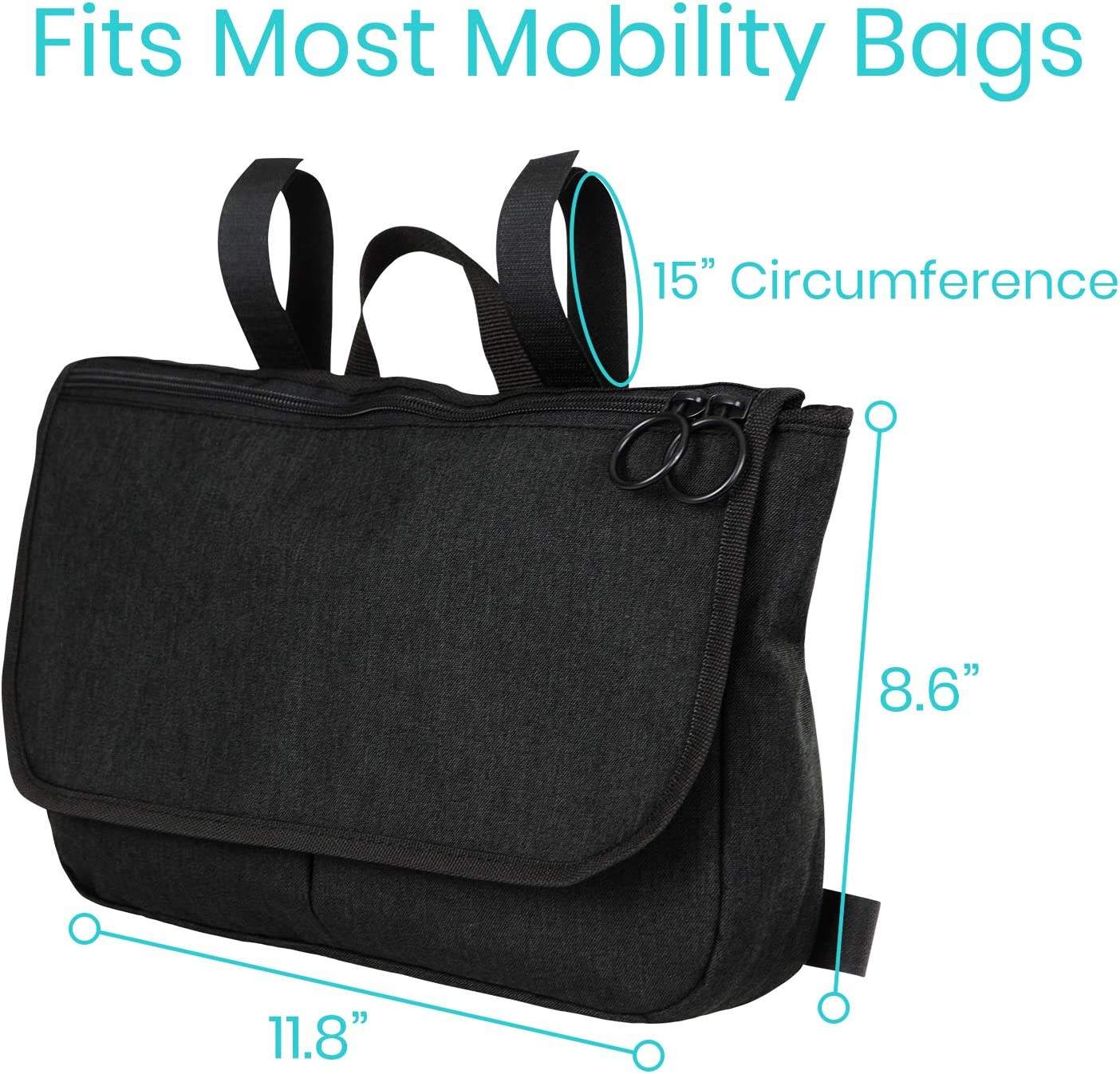 Wheelchair Carry Bag Arm Rest Pouch For Rollator Walkers Power Wheel Chairs And Knee Scooters Side Storage Organizer