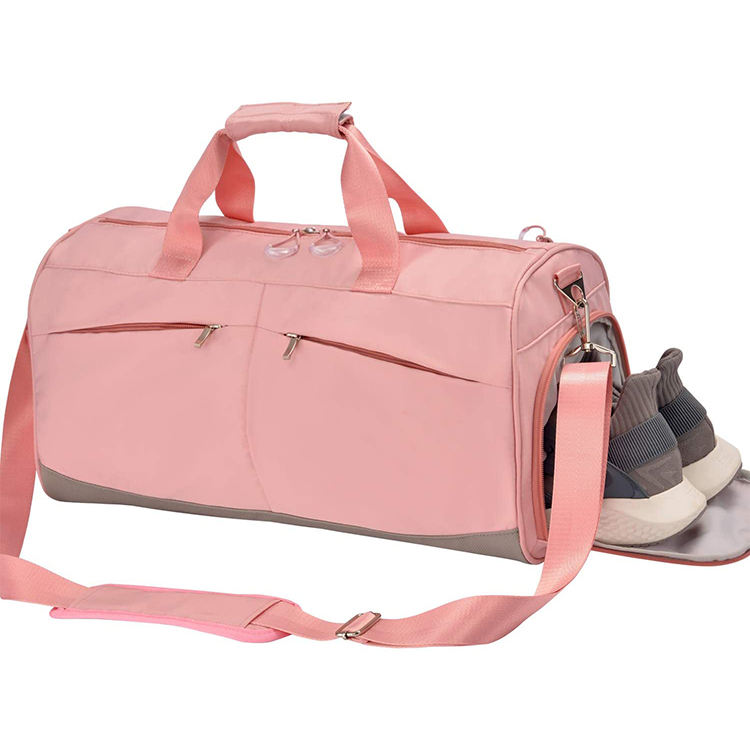 Weekender Sports Duffel Bag Shoes Compartment Pink Color Womens Duffle Bag Gym