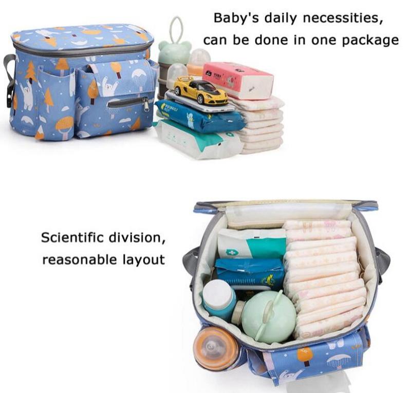 Sublimation Multifunctional Mummy Organizer Stroller Storage Bags Hanging Diaper Bag with Tissue Bottle Holder for Woman