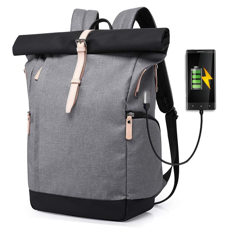 custom antitheft large rolltop school backpack bags for men women waterproof 15.6 inch laptop daypack school bag with usb port