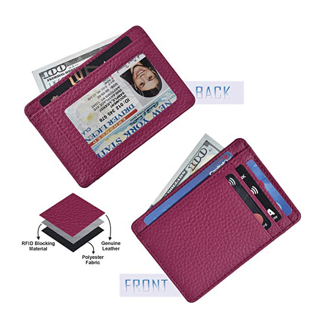 men women RFID blocking credit card leather holder slim minimalist front pocket pu leather wallet