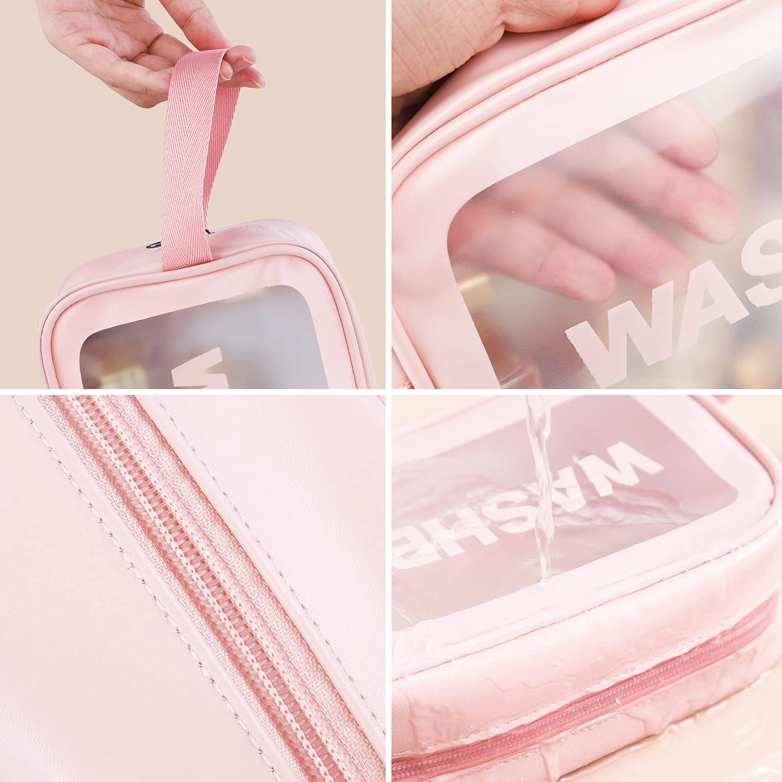 Large Travel Make Up Organiser Clear Toiletry Bag PVC Wash Bag with Handles for Women Kids