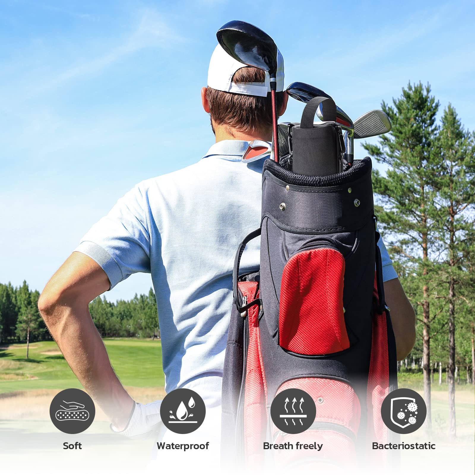 Golf Bag Cooler With Detachable Beer Sleeve,7 Can Insulated Cooler Bag Leak proof Beer Sleeve Golf Cooler Accessories for Men