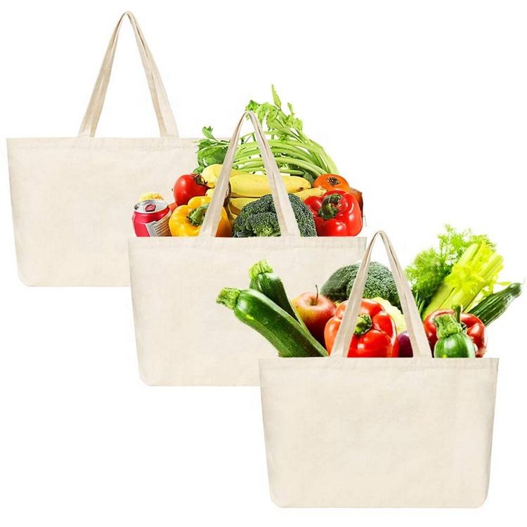 Large capacity customized printed tote shoulder bag promotional DIY blank fruit vegetable cotton canvas tote shopping bag