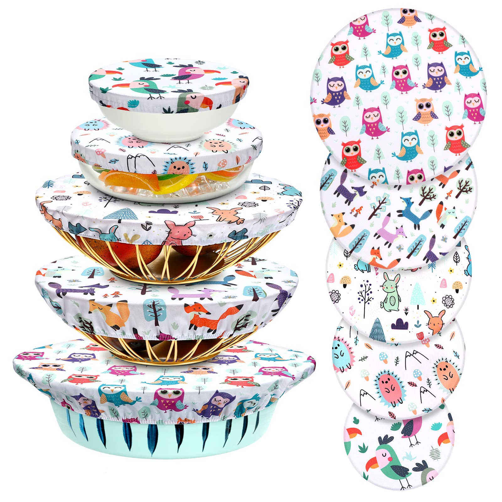 Wholesale Cute Style Reusable Bowl Covers Elastic Food Storage Covers Cotton Bread Covers Lids for Food, Fruits, Leftover