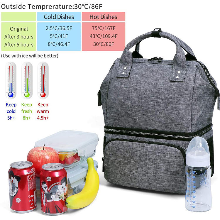 Utility Double Baby Milk Storage Bag Food Lunch Box Backpack Mommy Diaper Bag Breast Milk Bottle Cooler Bag