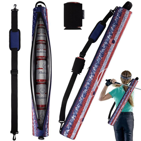Custom waterproof 6 cans beer wine tube sling cooler bag men women sublimation insulated can sleeve golf bag