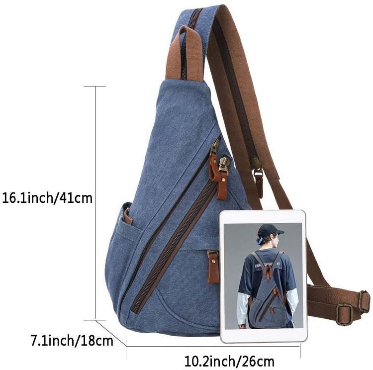 12 OZ canvas travel size multi pockets organizer sling shoulder bags with custom logo