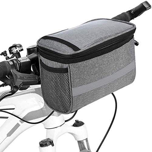 Cycling Bicycle Front Insulated Bag with Reflective Strip Handlebar Bag Basket Pannier Cooler Bag