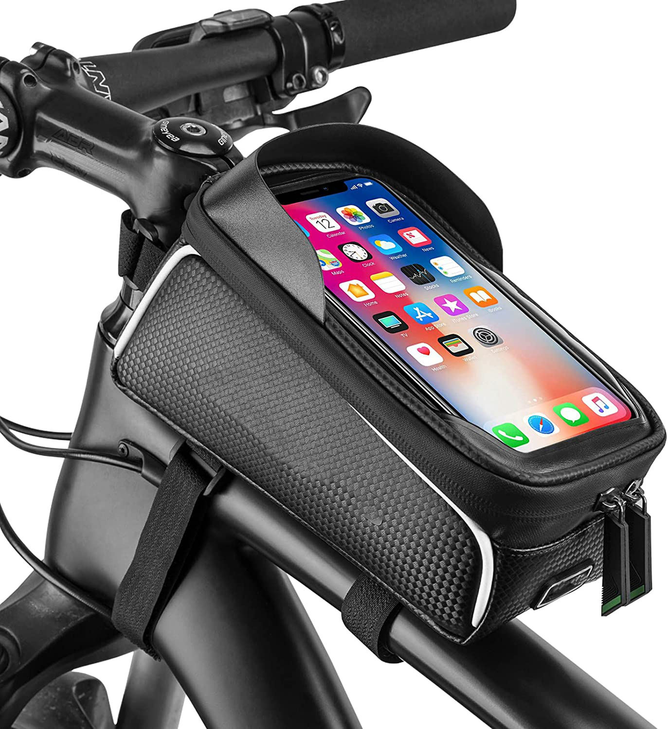 Bike Phone Front Frame Bag Bicycle Bag Waterproof Bike Phone Mount Top Tube Bag Bike Phone Case Holder Accessories Cycling Pouch