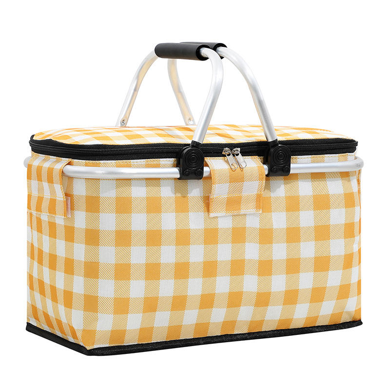 Custom Print Outdoor Shopping Basket Grocery Bags Cooler Laundry Market Insulated Strong Aluminum Frame Basket
