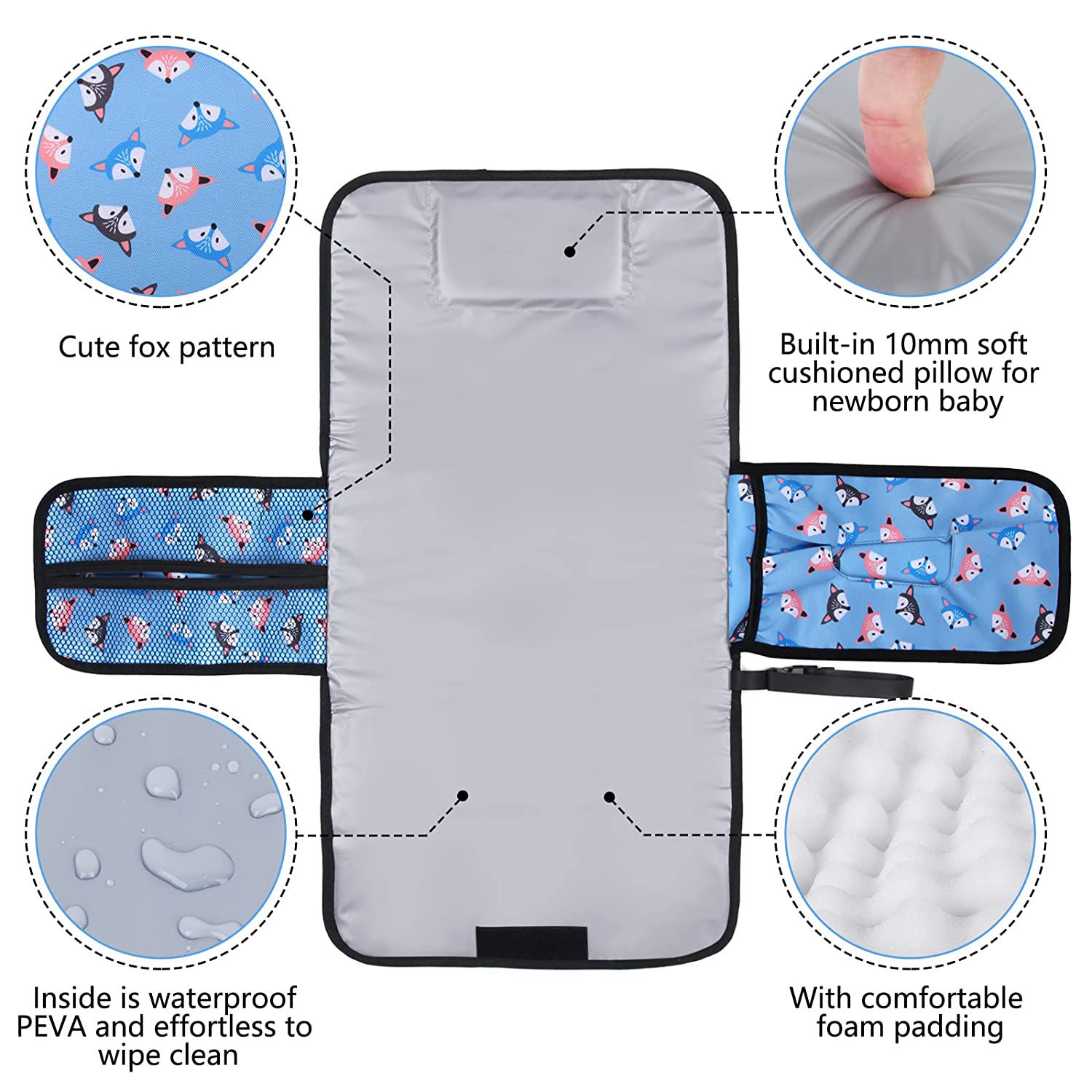 Portable Diaper Changing Pad With Padded Compact Baby Diaper Changing Pad Travel Diaper Changing Mat