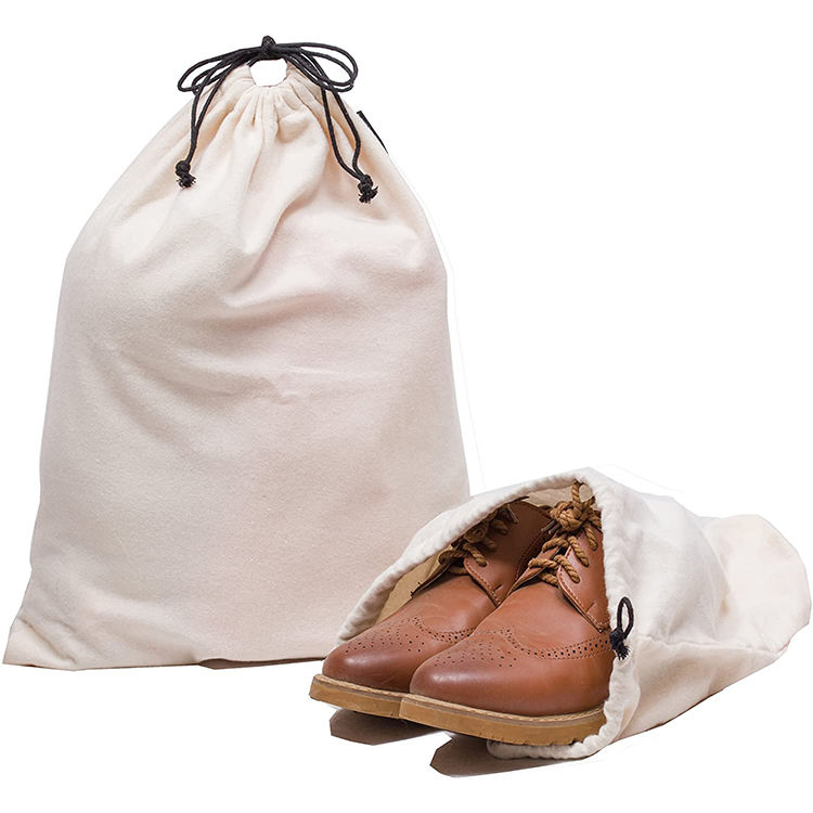 Wholesale Recycled Custom Size Dust Proof Cheap Cloth Shoes Pouch Bag Drawstring Travel Shoe Cotton Bag
