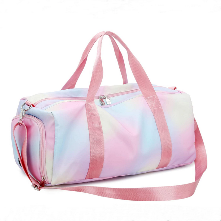 Portable Custom Print Logo Weekend Overnight Luggage Shores Pocket Duffel Bag Colorful Rainbow Crossbody Bag Sport