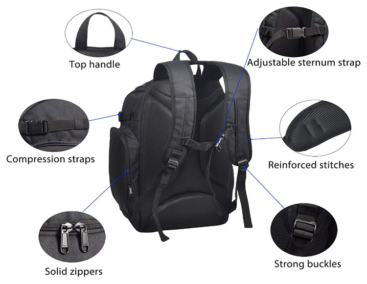 Durable black college school custom back pack sports basketball & soccer backpack for men