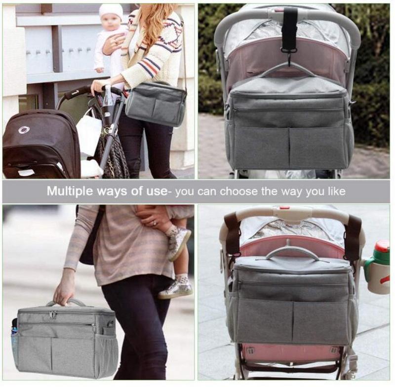 Large Capacity Custom Travel Walking Waterproof Insulated Baby Stroller Organizer Bags Diaper Storage Bag with Adjustable strap
