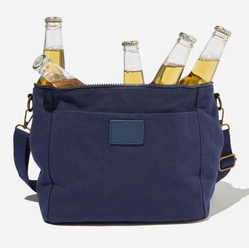 Portable Eco Friendly Cotton Canvas Beverage Can Insulated Bags Picnic Travelling Beer Bottle Cooler Bag