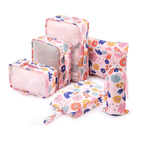 Customized Printing Packing Cubes for Travel 6 Pieces Portable Luggage Packing Cubes Set with Cute Patterns