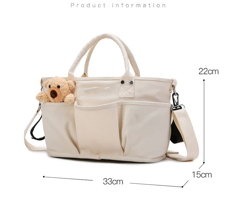 Manufacture Custom Cotton Baby Shoulder Bag Canvas Mummy Handbag Women Large Capacity Weekend Bag