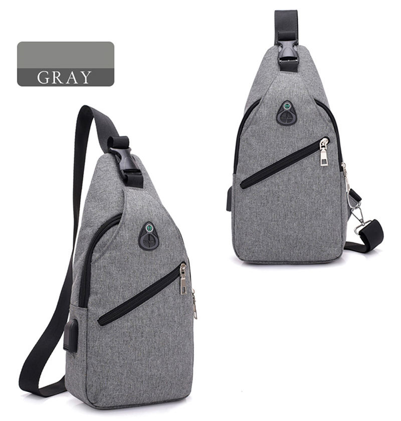 Wholesale cheap mens chest bag fashion casual shoulder messenger bag with USB charging port man crossbody bag