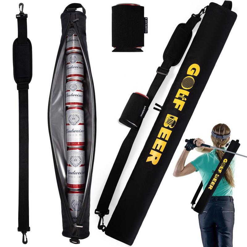 Custom waterproof 6 cans beer wine tube sling cooler bag men women sublimation insulated can sleeve golf bag