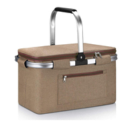 Foldable Large Capacity Khaki Lunch Insulation Cooler Basket Insulated Bags Cooling Bag To Keep Food Cold Insulation