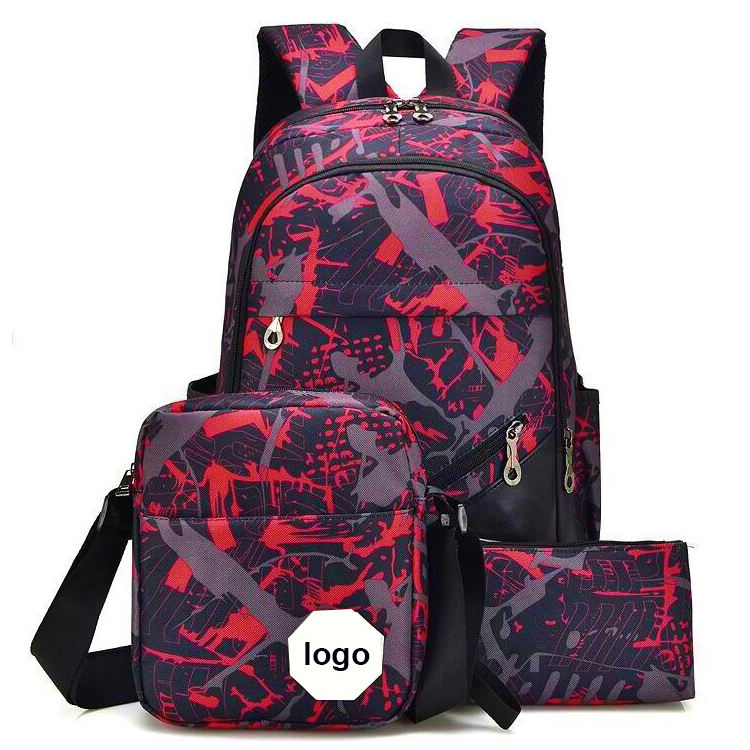water resistant school bag backpack set lightweight camoflage oxford college school bookbag and sling bag set