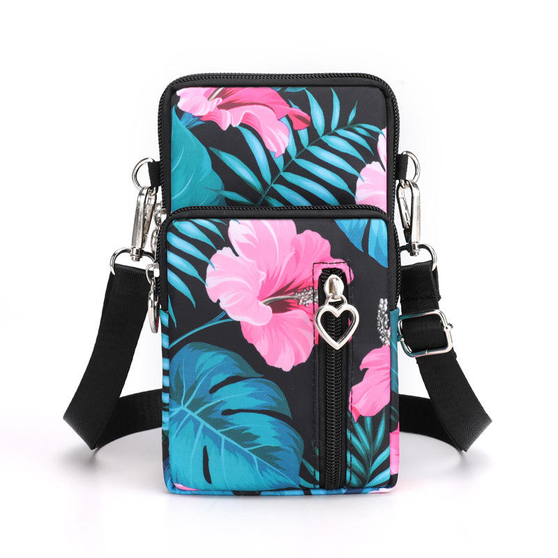 Waterproof Girls printed small mobile phone bag case pouch cross body purse shoulder bag with adjustable strap