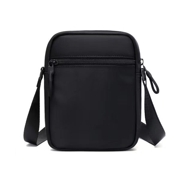 water resistant black small crossbody bag for men lightweight mini shoulder bag with adjustable shoulder strap