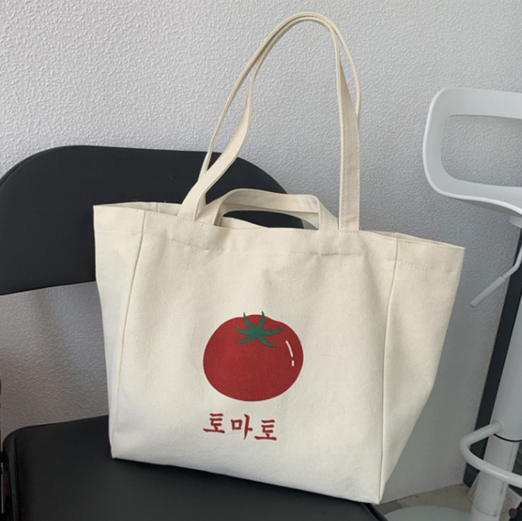 Large Capacity Carry on Reusable Cotton Shopping Tote Bag Custom Printing Portable Tote Bag for Women