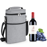 BSCI Factory Promotion Wholesale Custom Logo Insulated Portable 2 Bottles Wine Cooler Bag