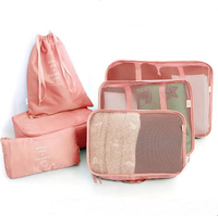 Waterproof 6 Pieces Portable Collapsible Luggage Clothing Organizer Bag Compression Packing Cubes for Woman