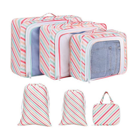 Lightweight Printing Travel Suitcase 6 Set Packing Cubes Organizer for Cloth Cosmetic Outdoor Luggage Packing Cubes