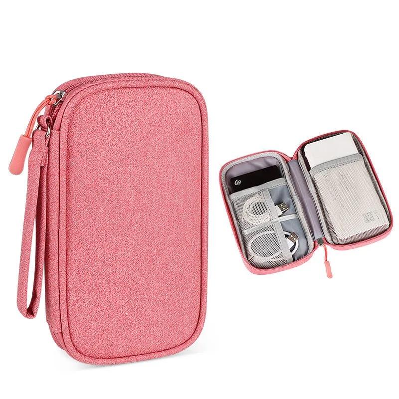 custom portable two layer gray electronic organizer waterproof travel cable organizer bag storage bag for powerbank hard drives